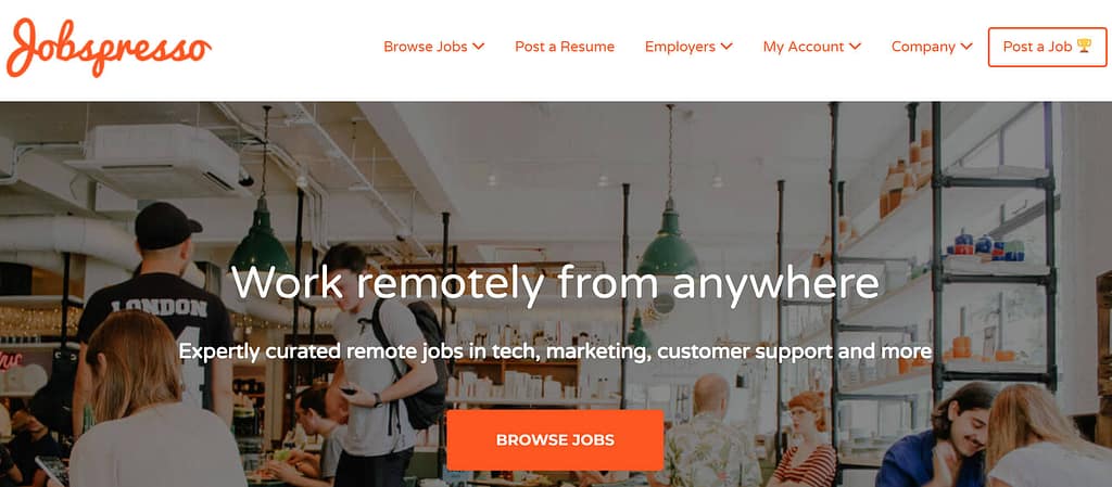 How to find a remote job: Jobspresso homepage