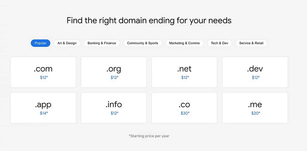 domains from Google Domains