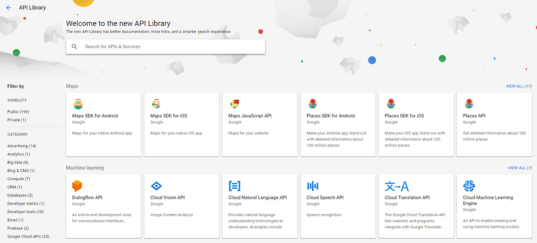 Google's library of APIs.