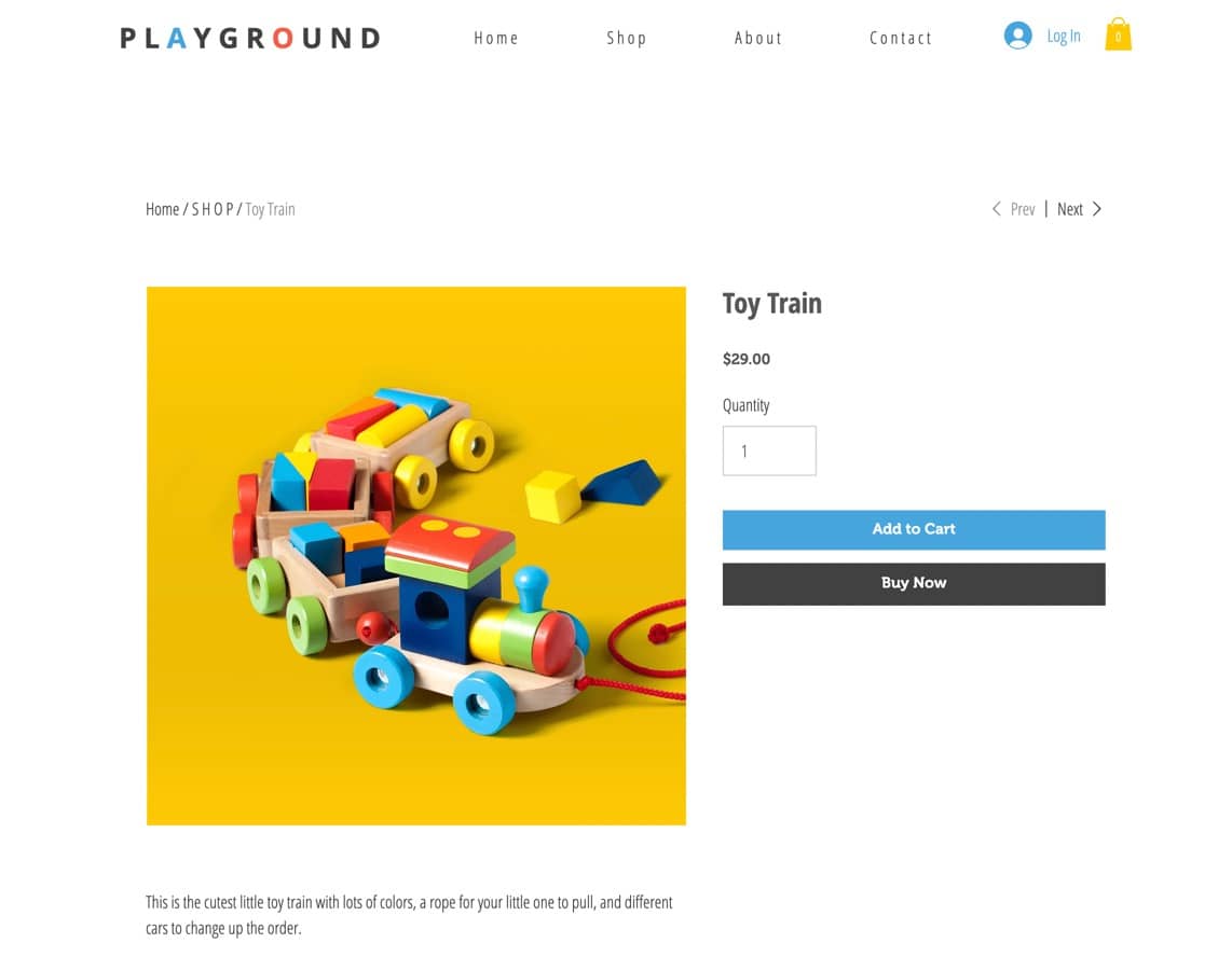 the product page 