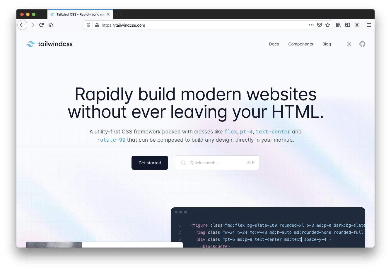 Tailwind CSS home page