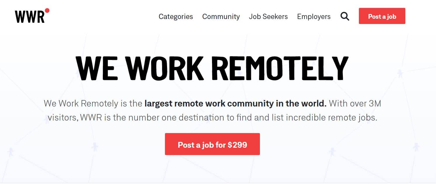 We Work Remotely homepage