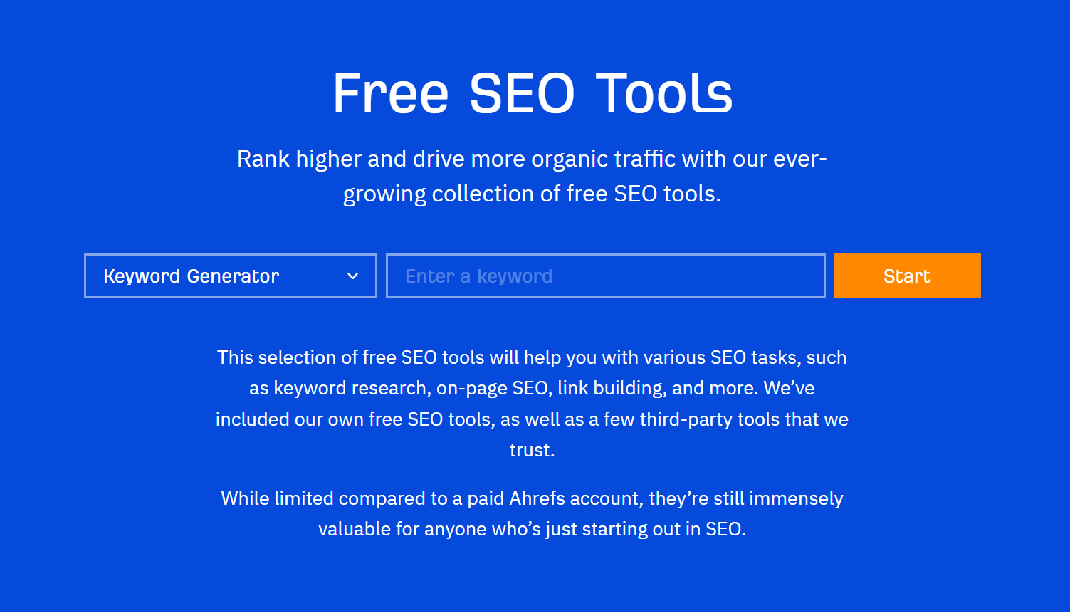 best free seo tools - Ahrefs