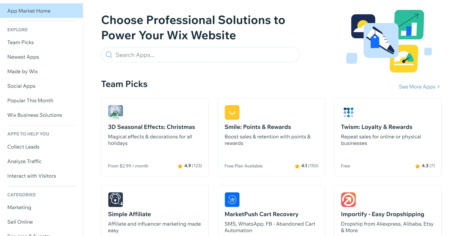 Wix review: overview of Wix app market