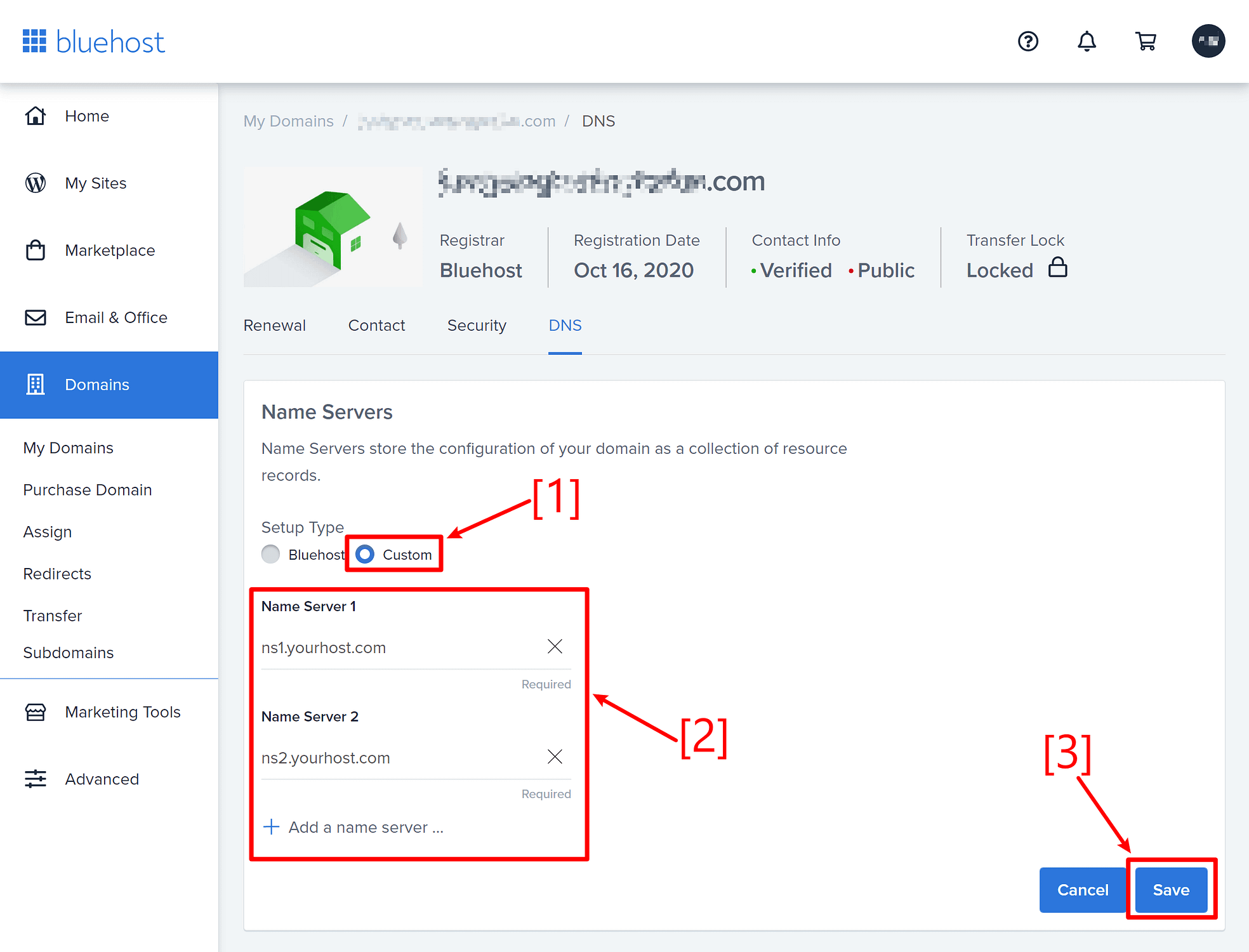 How to change nameservers: Bluehost