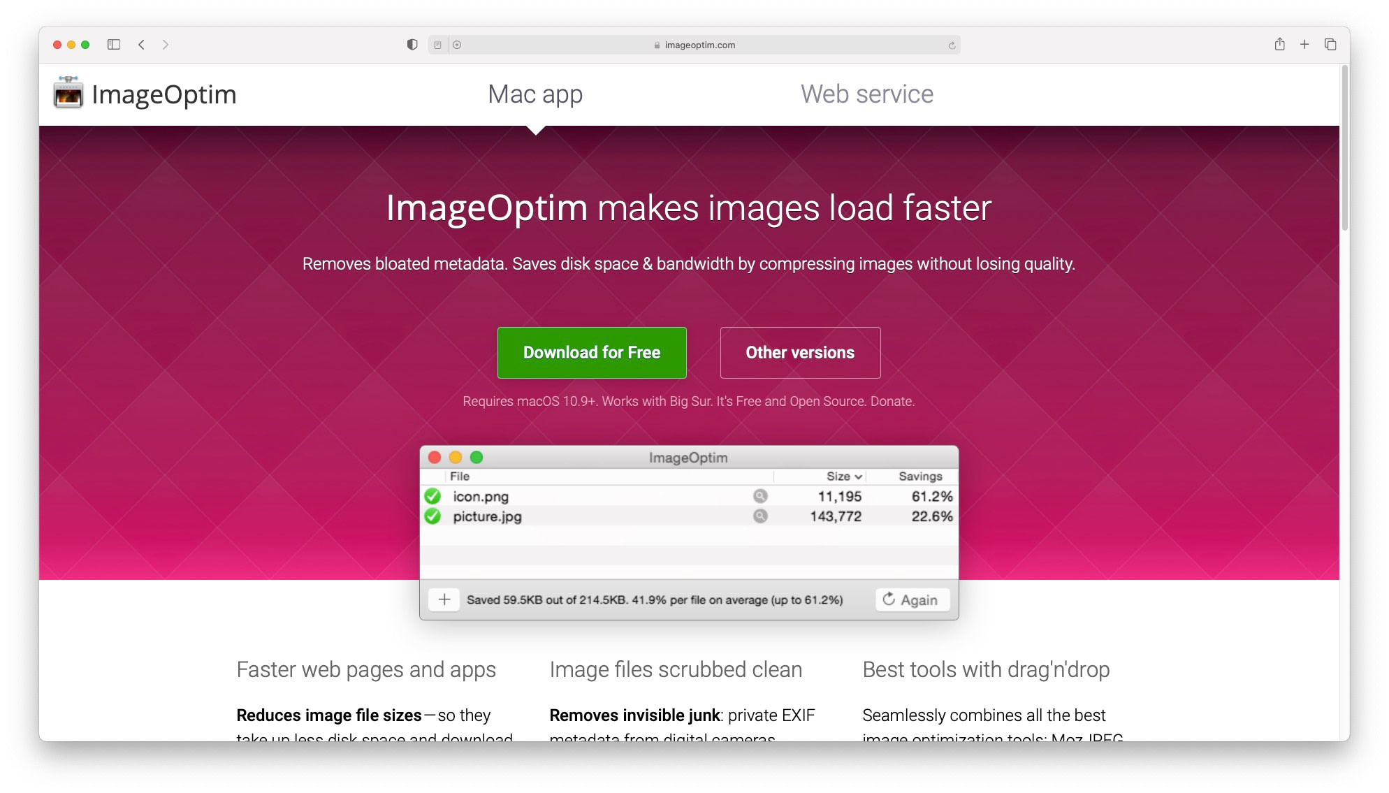 Best productivity apps for mac: ImageOptim