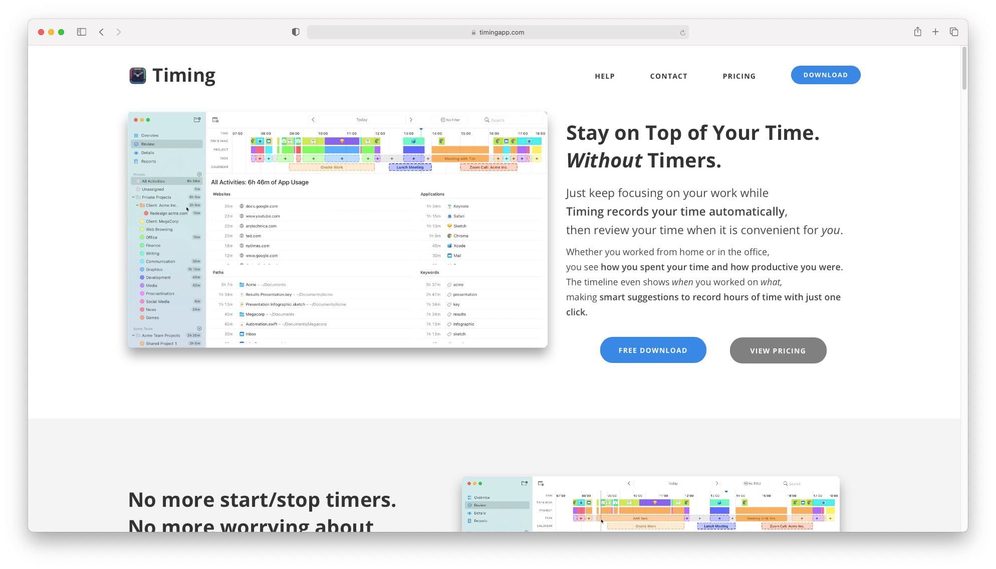 Best productivity apps for mac: Timing