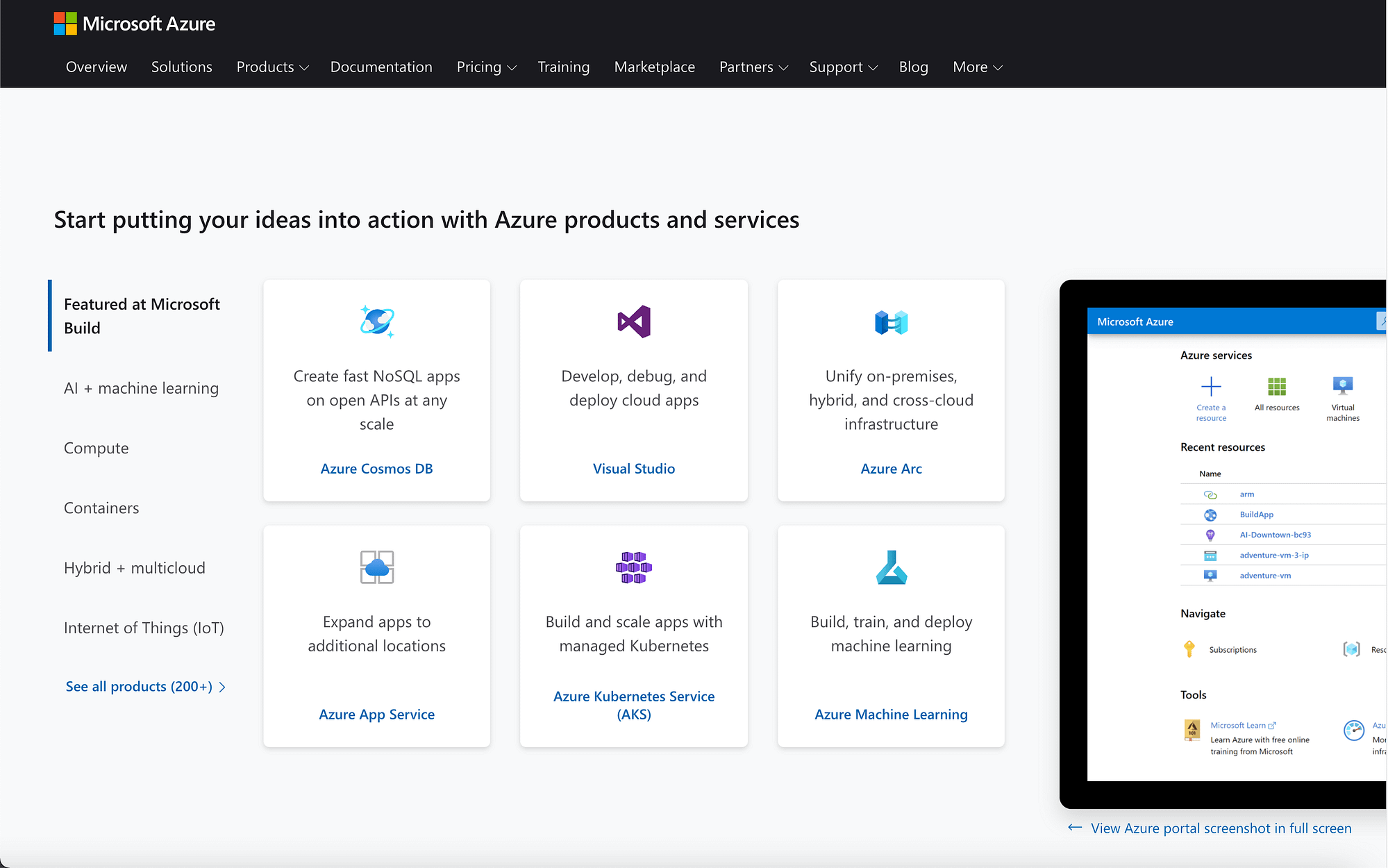 Microsoft homepage