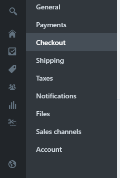 shopify settings sidebar