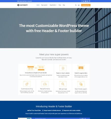 Best free WordPress themes #9: Customify