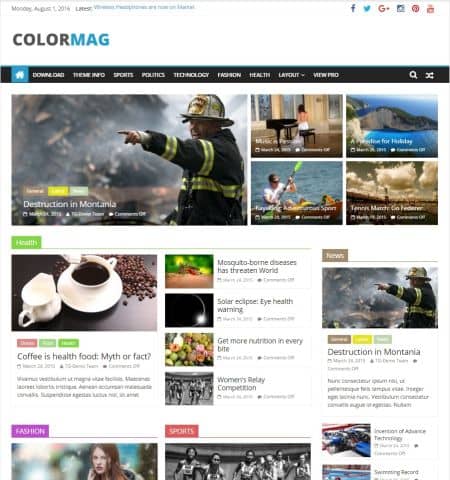 Los mejores temas gratuitos de WordPress #10: colormag