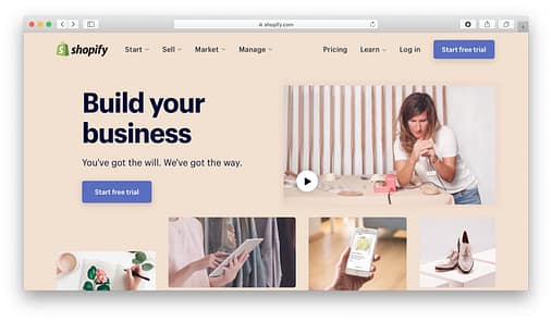 Shopify - the best mobile website builder if you need an e-commerce store