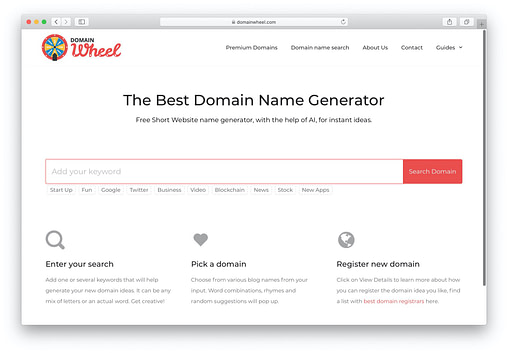 How to make a WordPress website: first, get a domain suggestion from DomainWheel