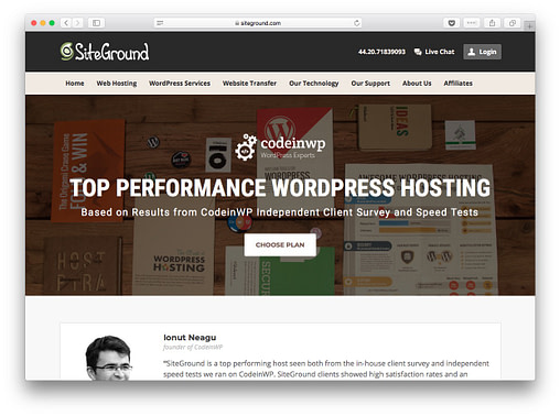 Fastest WordPress hosting: SiteGround