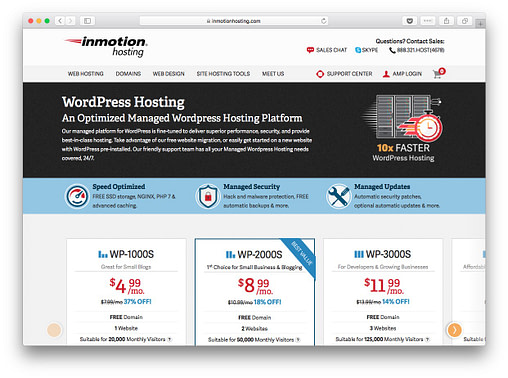 Fastest WordPress hosting: inmotion hosting