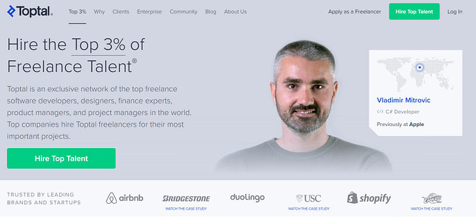 Toptal homepage
