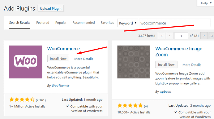 WooCommerce install