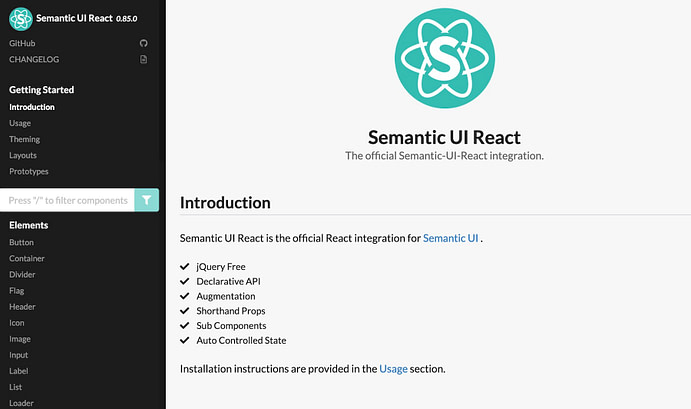 React UI component libraries: semantic-ui