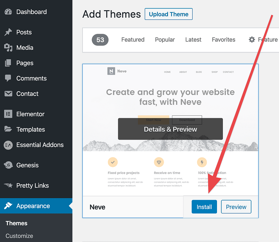 How to make a WordPress website: install a theme