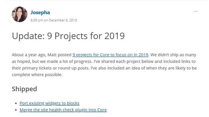 january 2020 wordpress news - wordpress projects for 2020