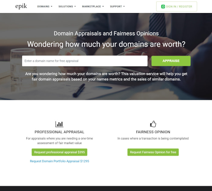 Best domain appraisal services: Epik