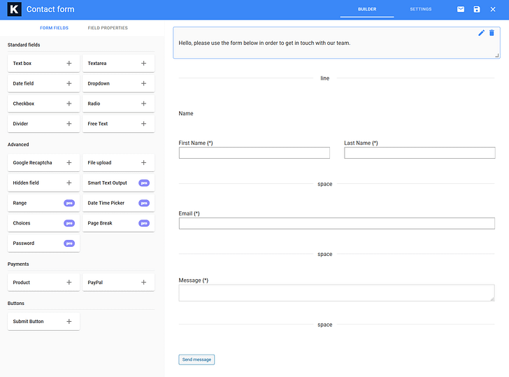 Kali Forms demo