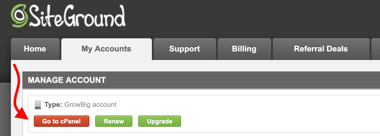 SiteGround cpanel