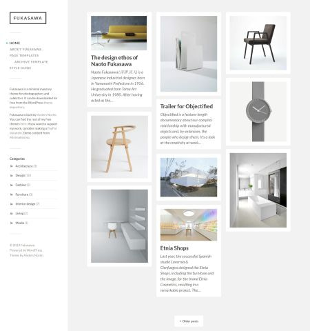 Fukasawa - one of the best looking free photography WordPress themes