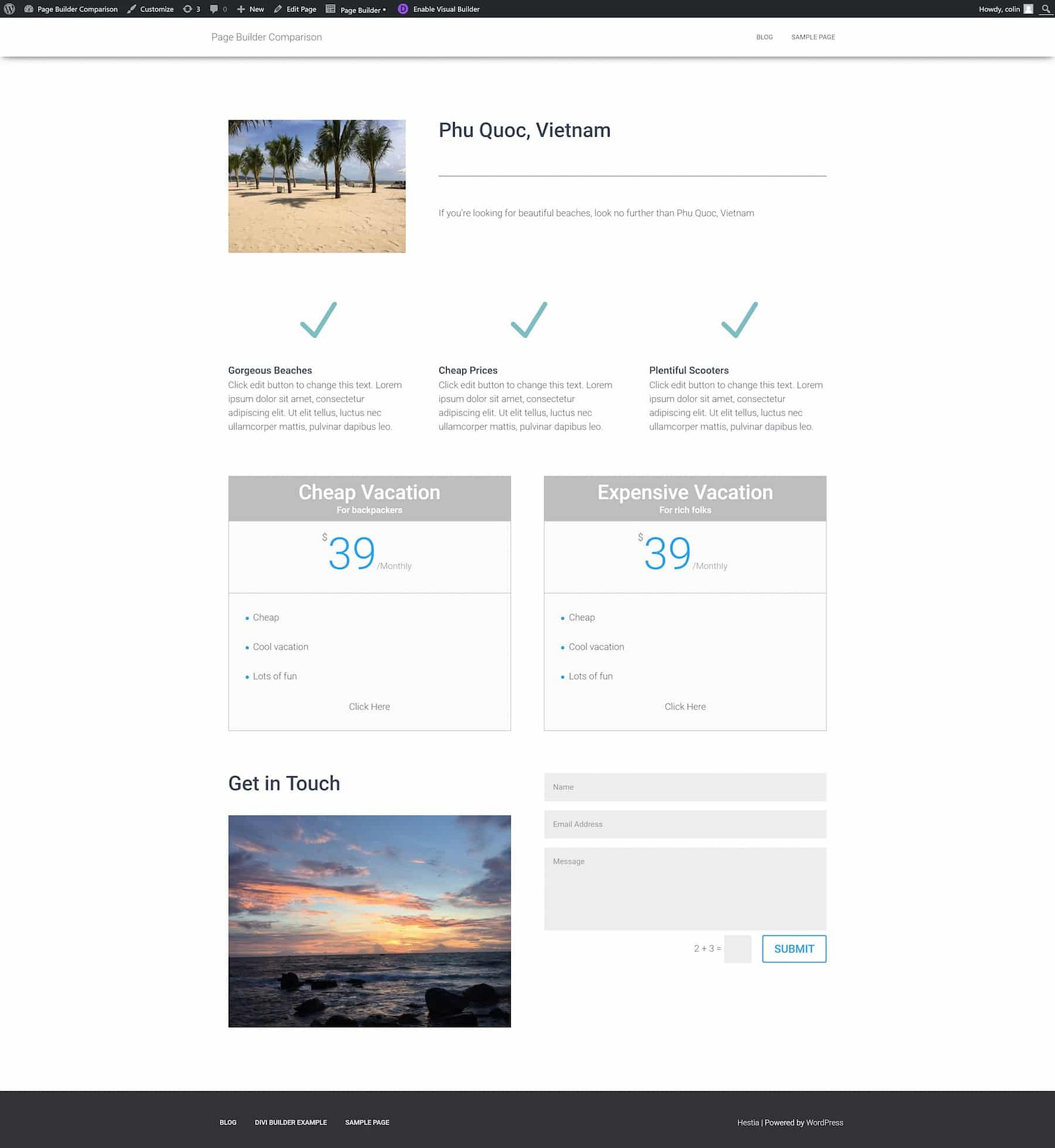 Elementor vs Divi Builder vs Beaver Builder: divi builder example