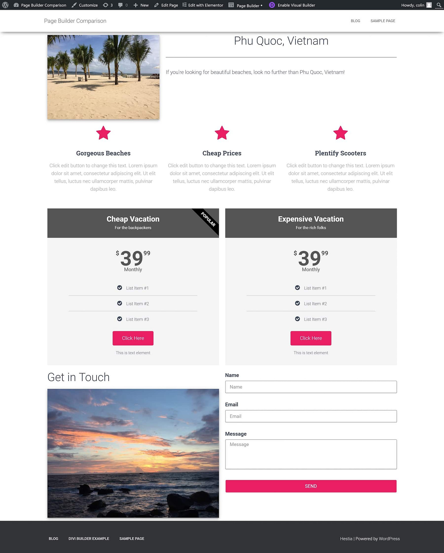 Elementor vs Divi Builder vs Beaver Builder: elementor example
