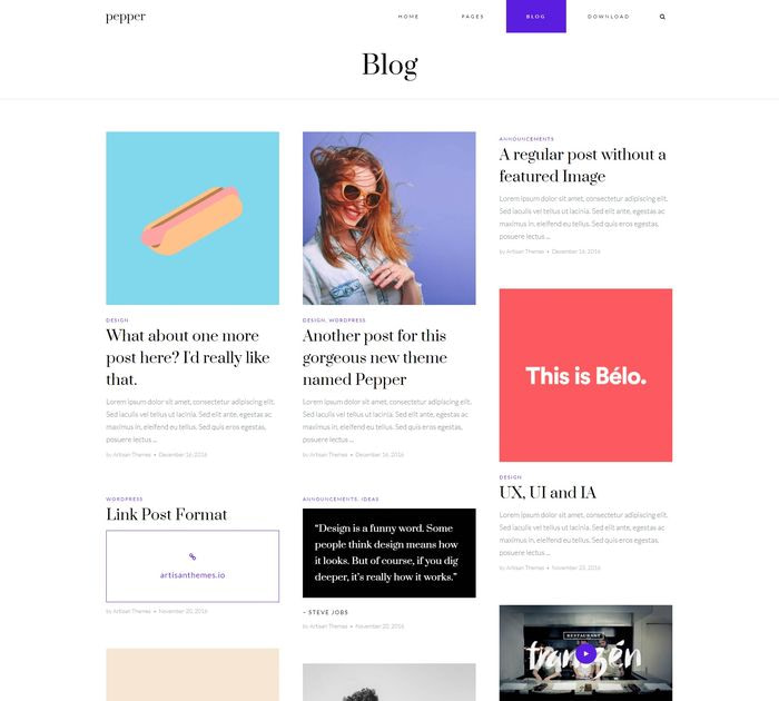 Best free WordPress themes for writers: Pepper