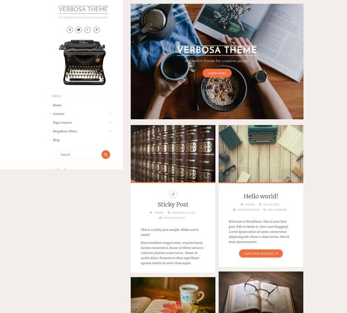 Best free WordPress themes for writers: Verbosa