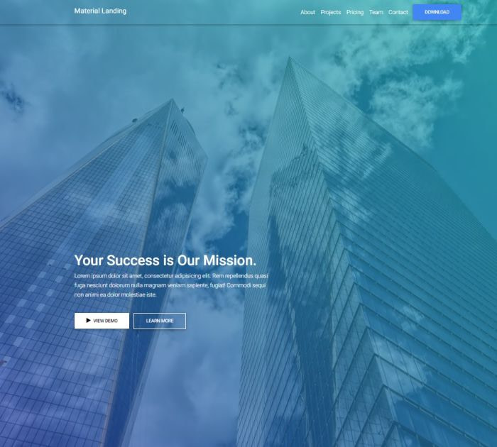 Best Bootstrap 4 templates: Material Landing