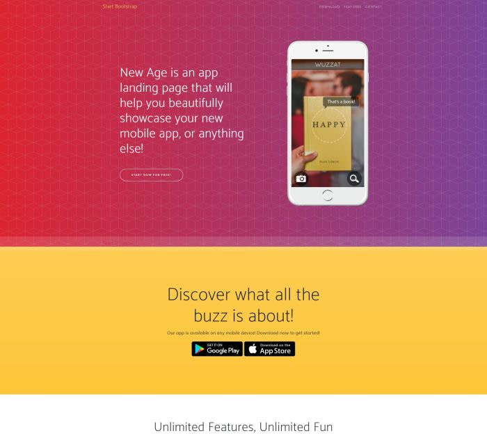 Best Bootstrap 4 templates: New Age