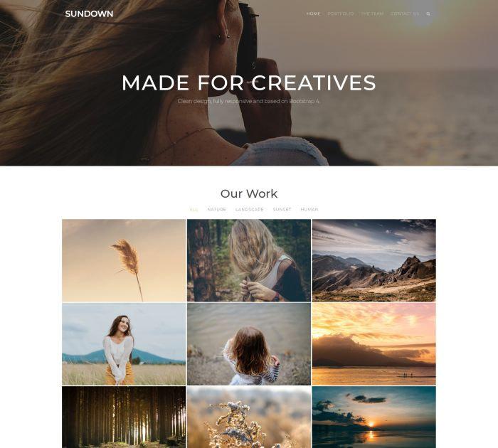 Best Bootstrap 4 templates: Sundown