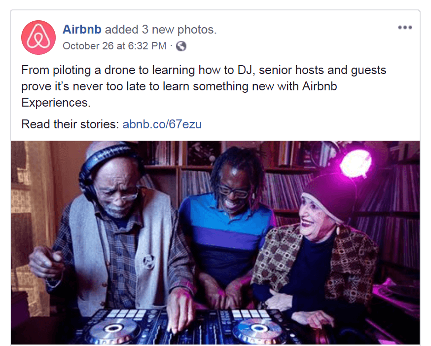 A Facebook post from Airbnb