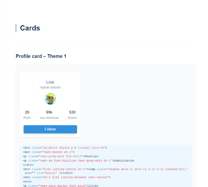 Tailwind Templates Cards