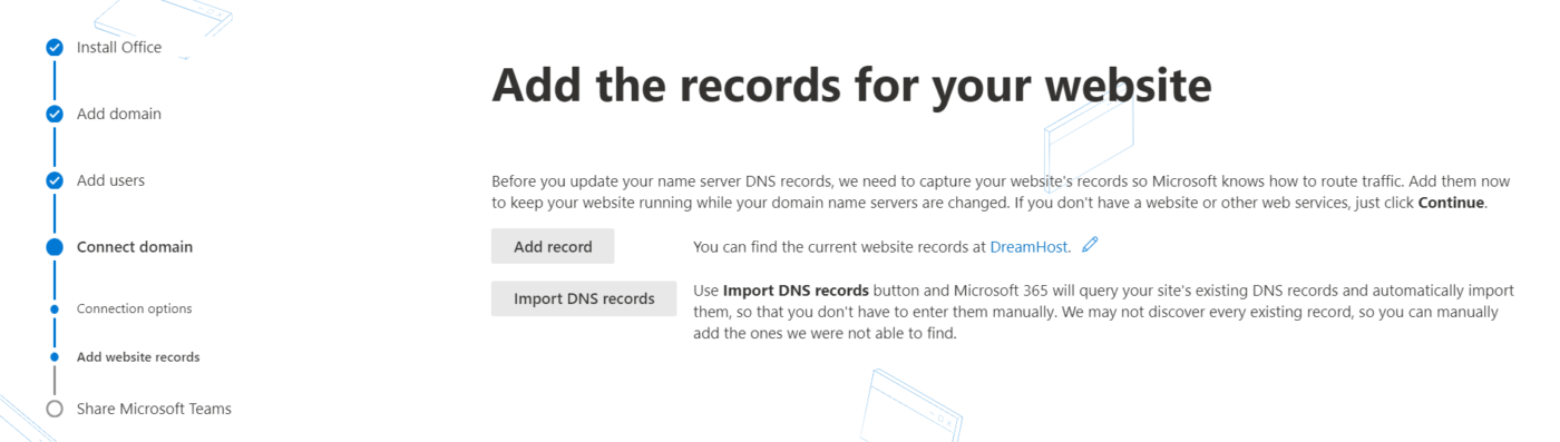 Adding website records