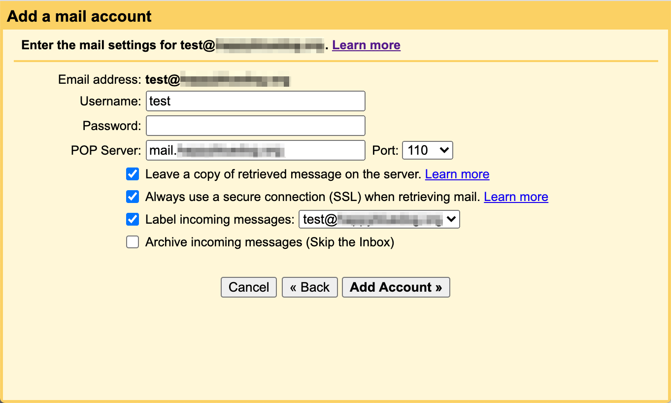 Adding a new email account with Gmail