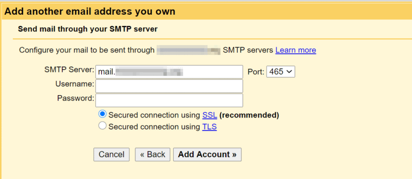 Adding SMTP on Gmail