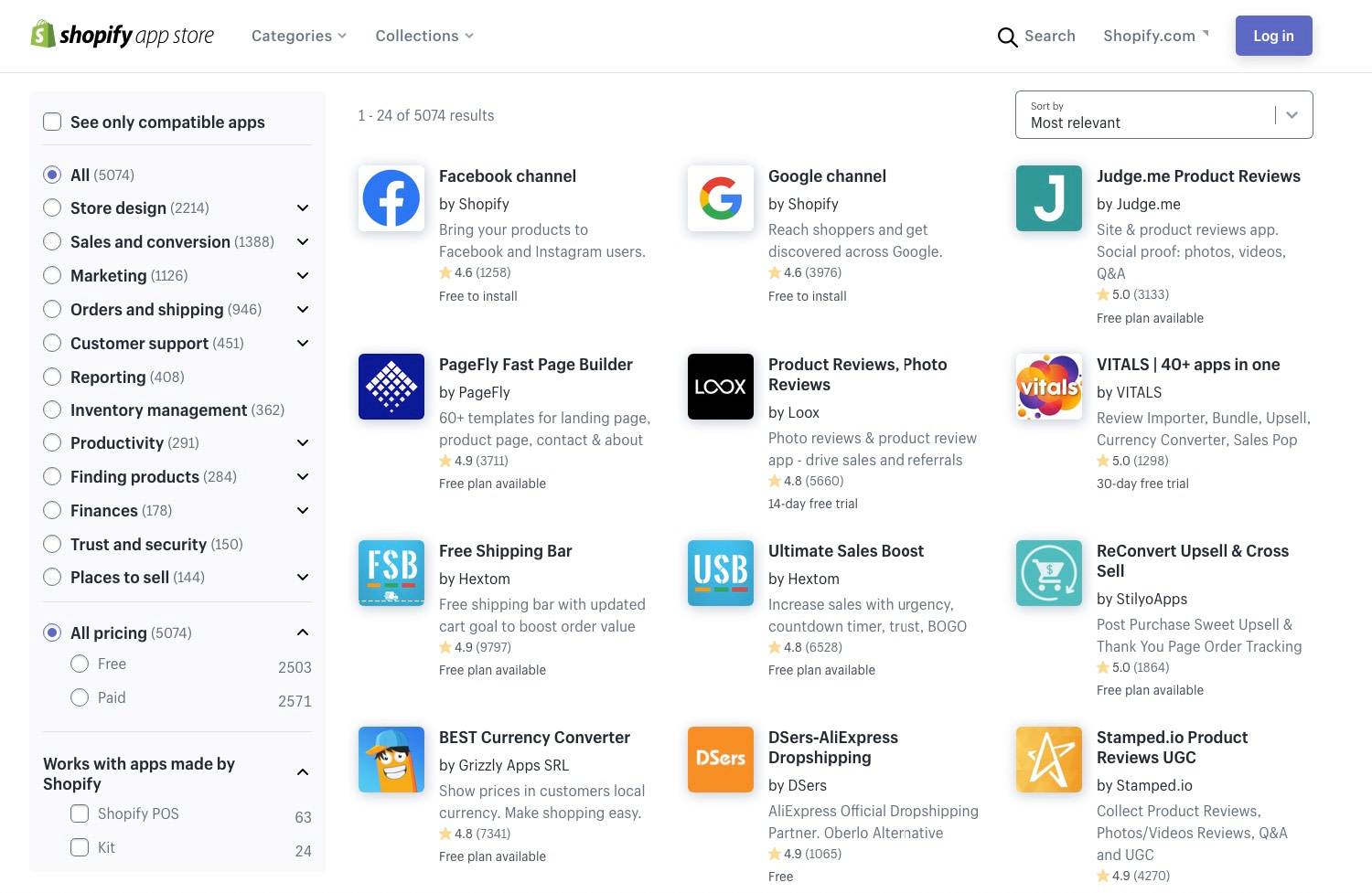 The Shopify app store.