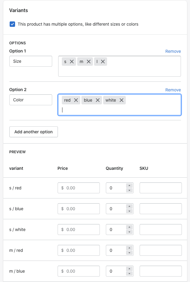 Using an eCommerce website builder to create products with Shopify
