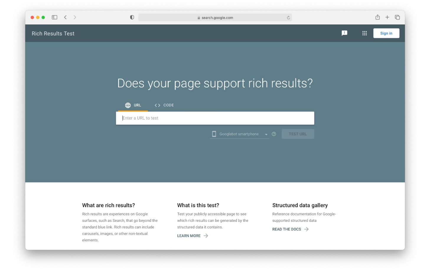 Google Rich Results Test