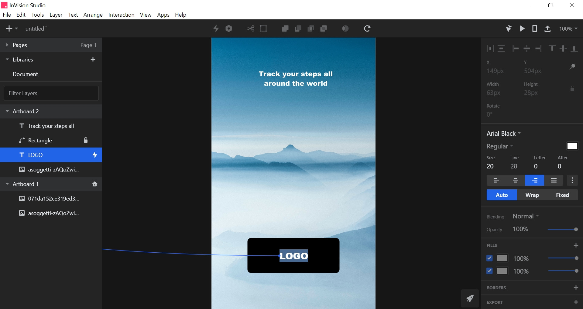 InVision design tool for splash screens