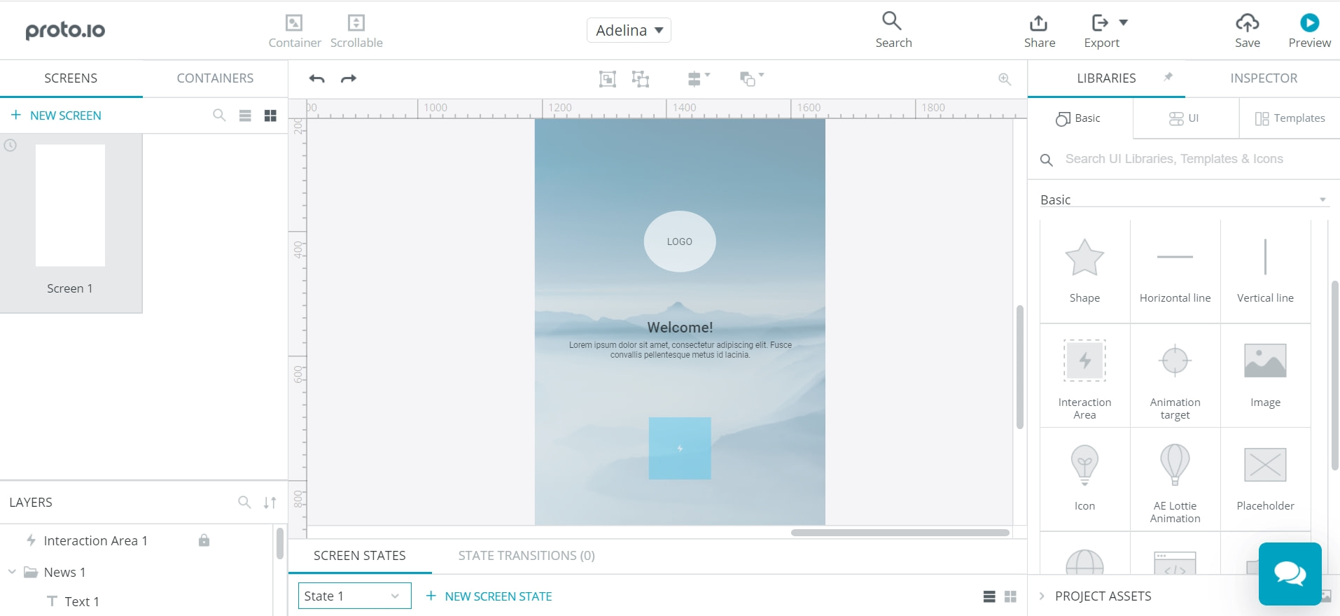 Proto.io design tool interface