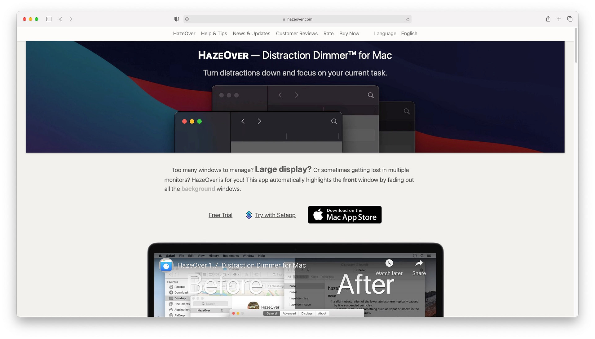 Best productivity apps for mac: HazeOver