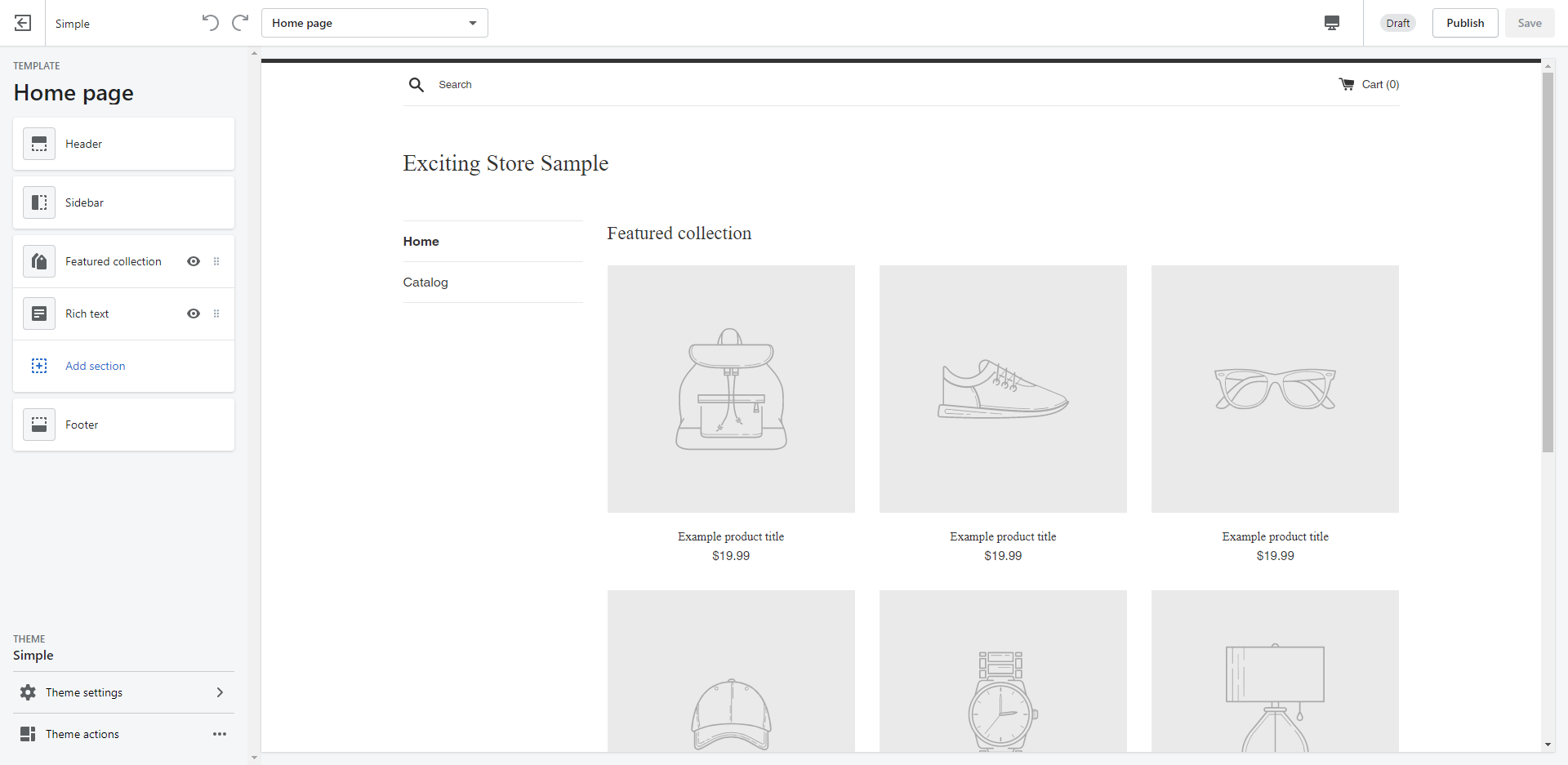 An image of Shopify's theme editor.