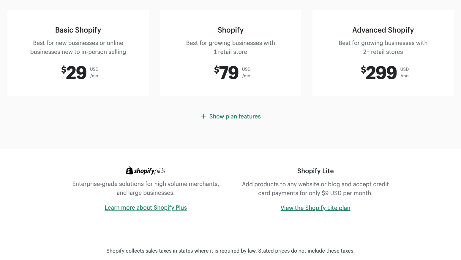 Wix Pricing - Shopify Pricing