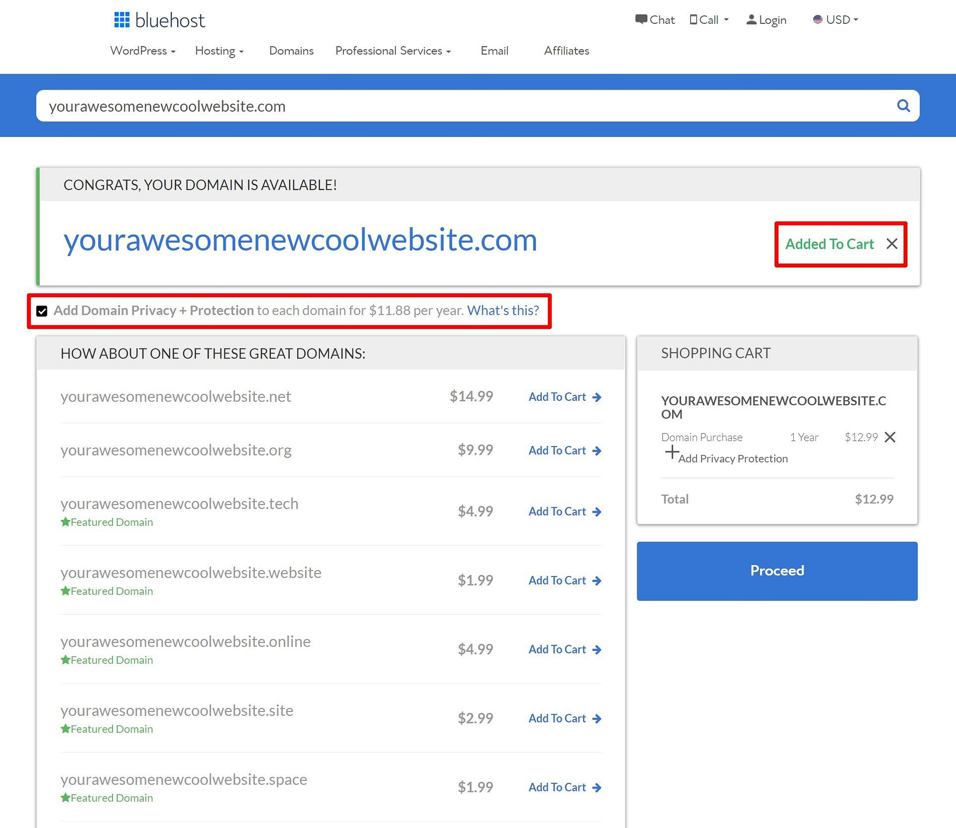 Disable domain privacy