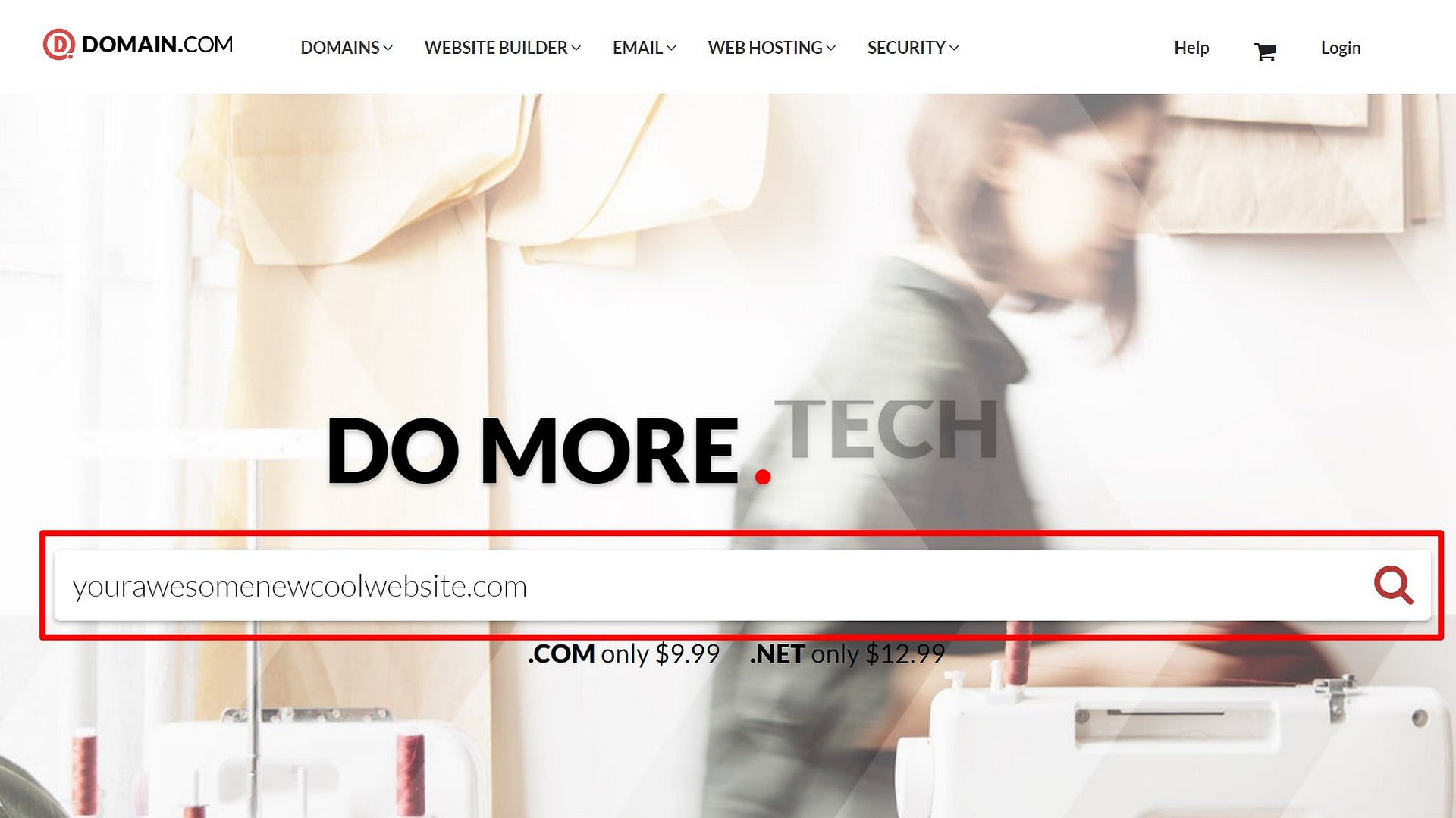 Search for domain at Domain.com